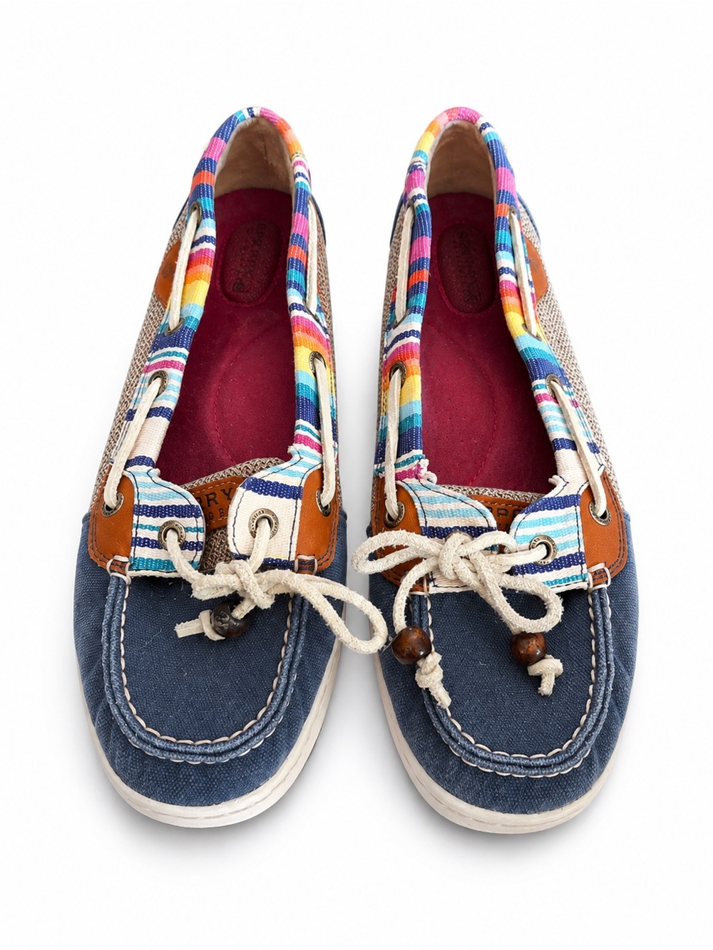 Sperry Casual Women's Navy Canvas Boat Shoes with Multicolor Trim